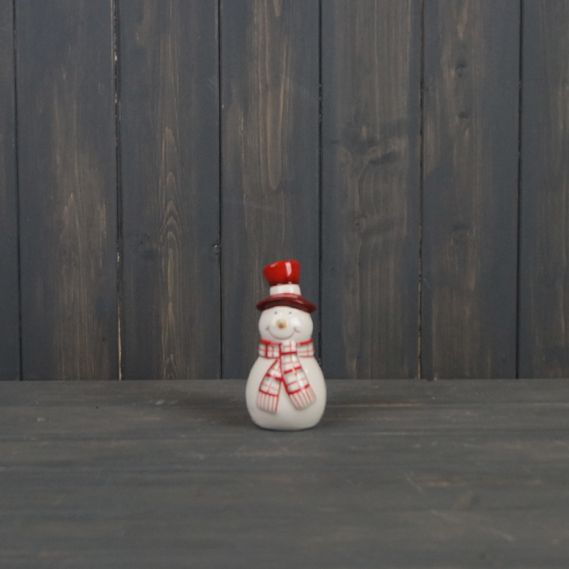 Small Ceramic Snowman with Scarf (13.5cm) detail page